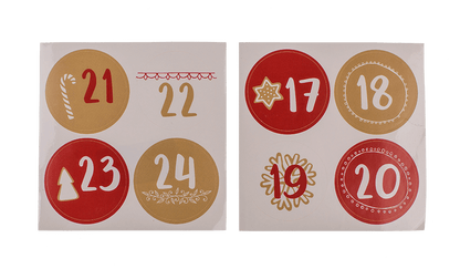 Red/nature coloured advent calender,