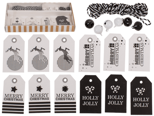 Gift tags, Silver shine, including 6 bells