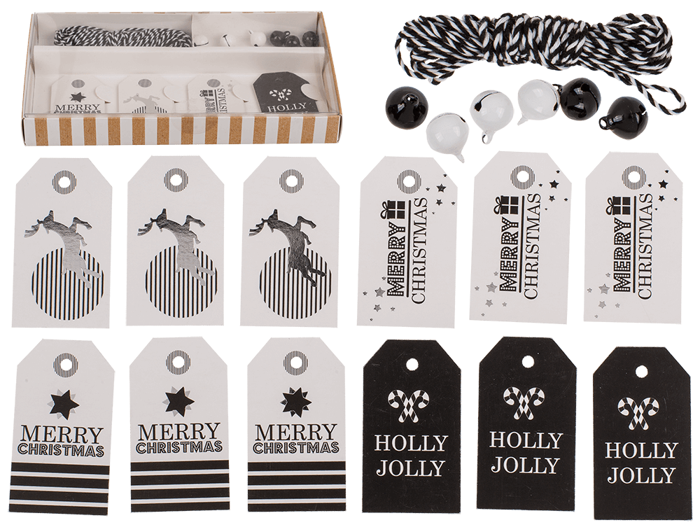 Gift tags, Silver shine, including 6 bells