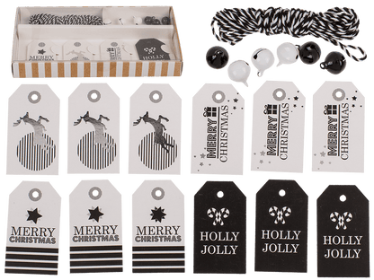 Gift tags, Silver shine, including 6 bells