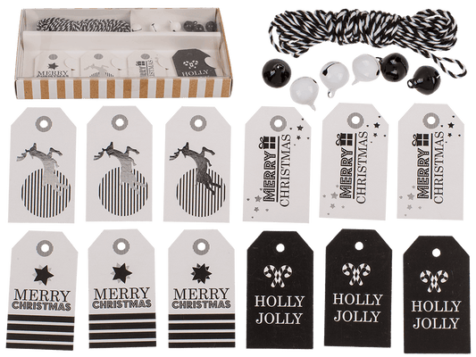 Gift tags, Silver shine, including 6 bells