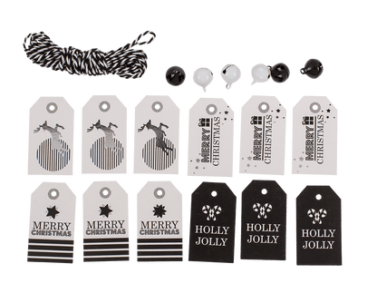 Gift tags, Silver shine, including 6 bells