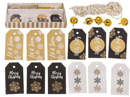 Gift tags, Golden shine, including 6 bells
