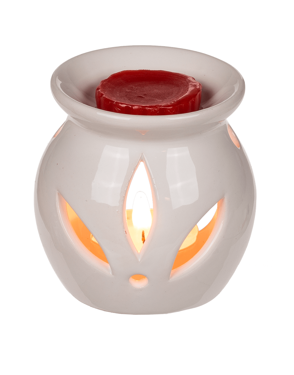 White ceramic aroma lamp with scented melts,