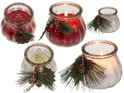 Candle in glass, with decoration,