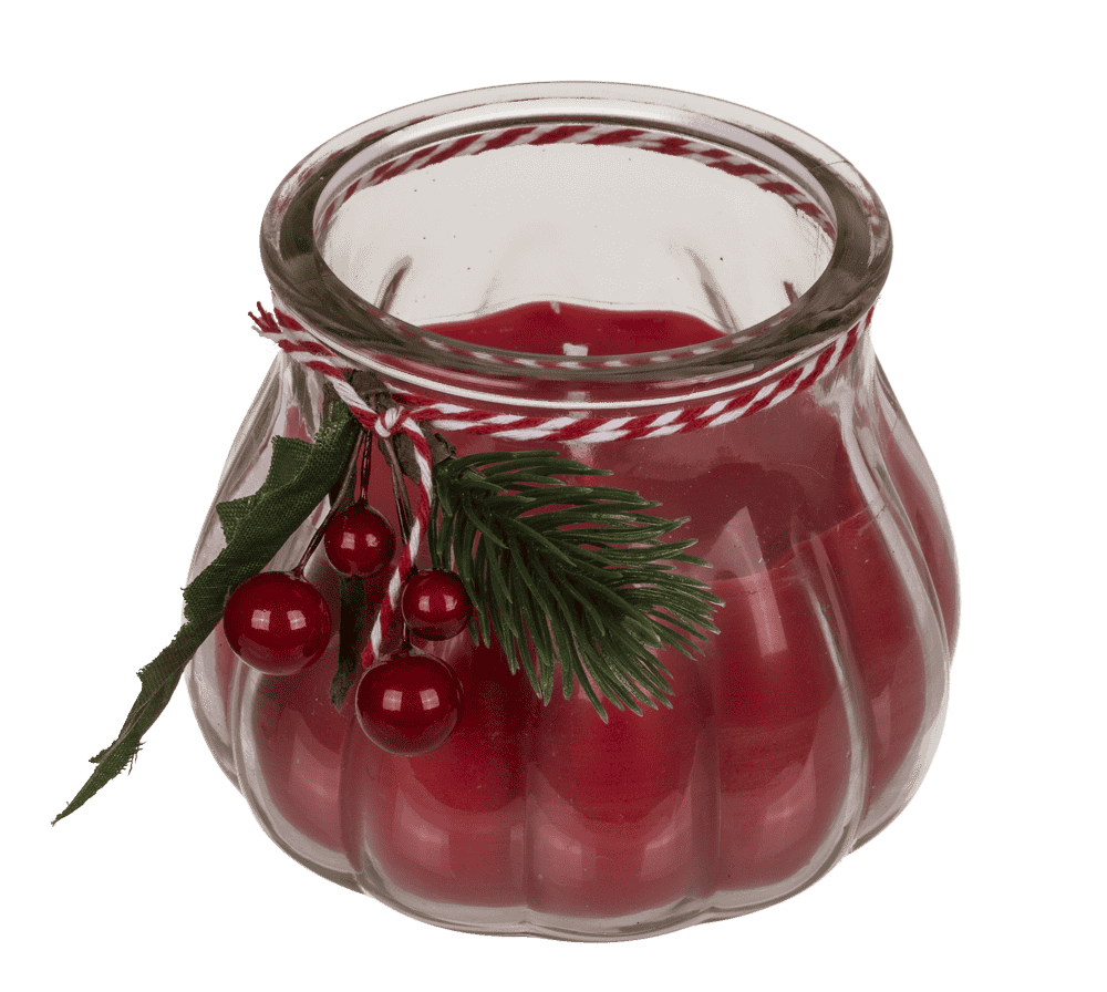 Candle in glass, with decoration,