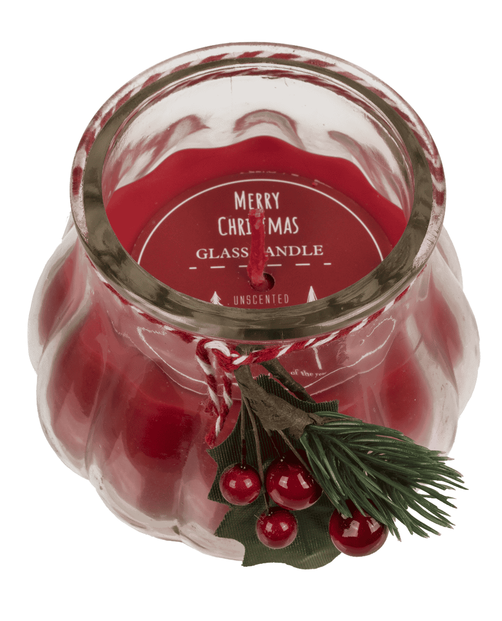 Candle in glass, with decoration,