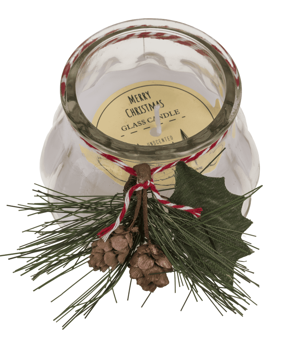 Candle in glass, with decoration,