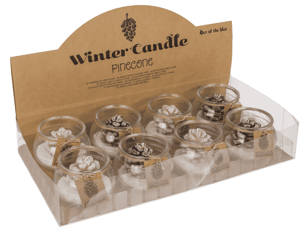 Candle, pinecone,