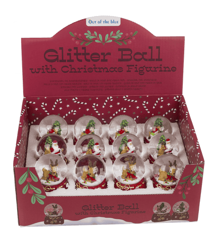 Polyresin snow globe with Reindeer & Santa,