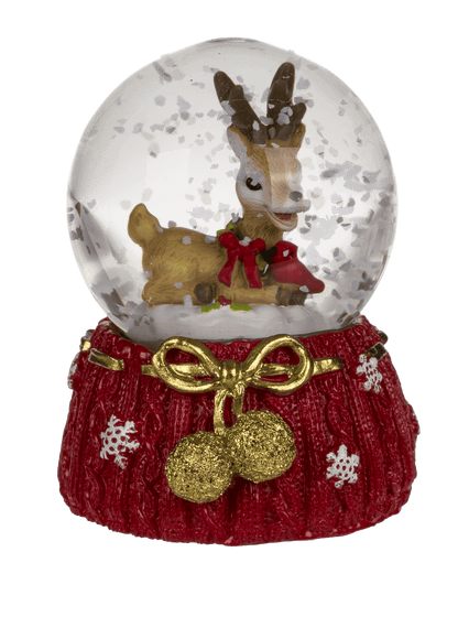 Polyresin snow globe with Reindeer & Santa,