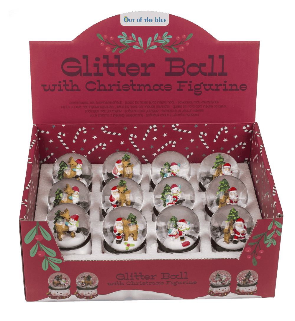 Polyresin snow globe with Santa & Reindeer,