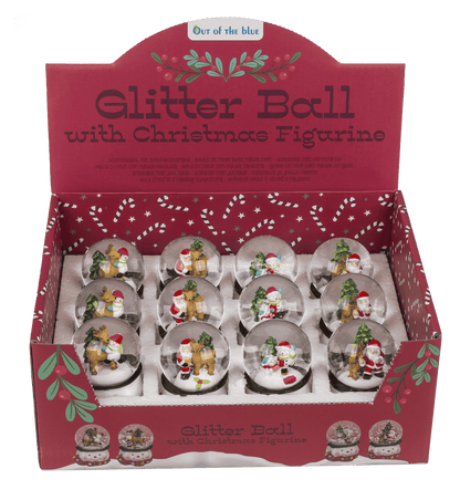 Polyresin snow globe with Santa & Reindeer,