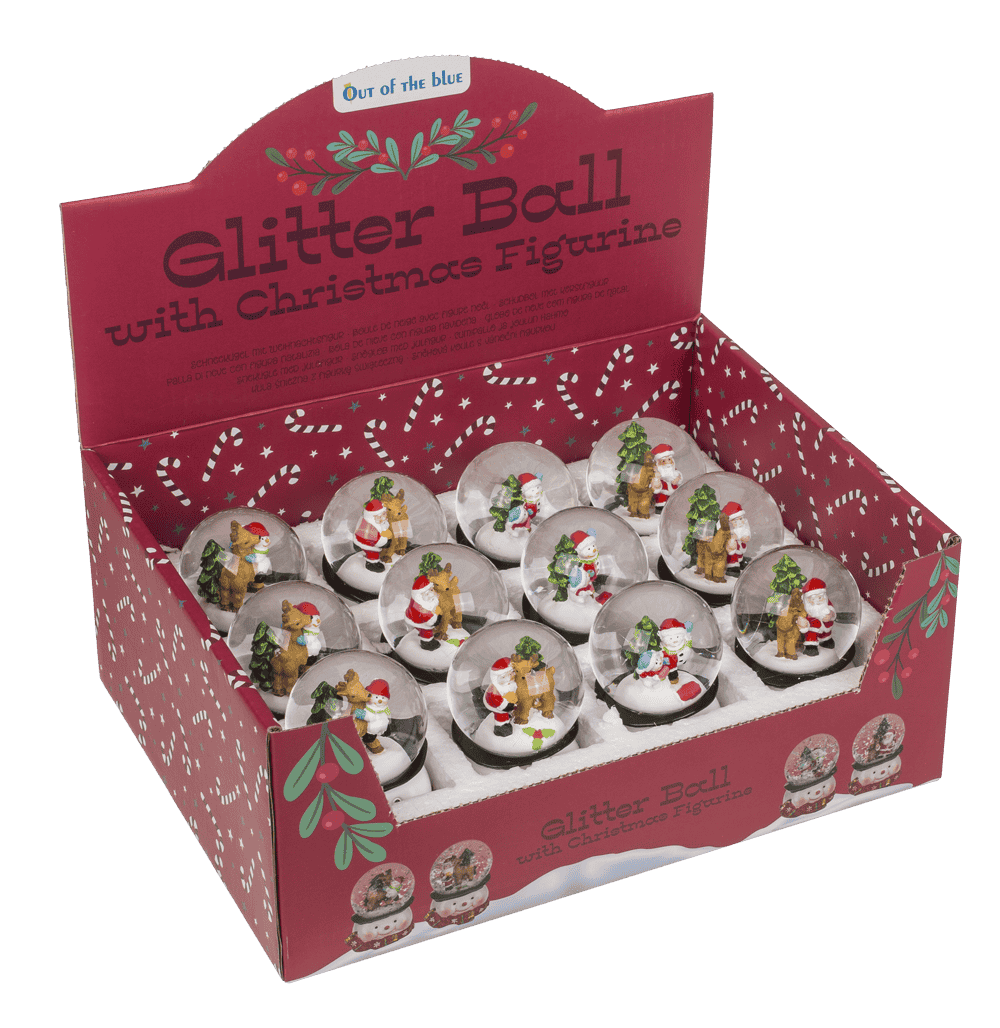 Polyresin snow globe with Santa & Reindeer,