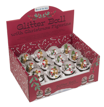 Polyresin snow globe with Santa & Reindeer,