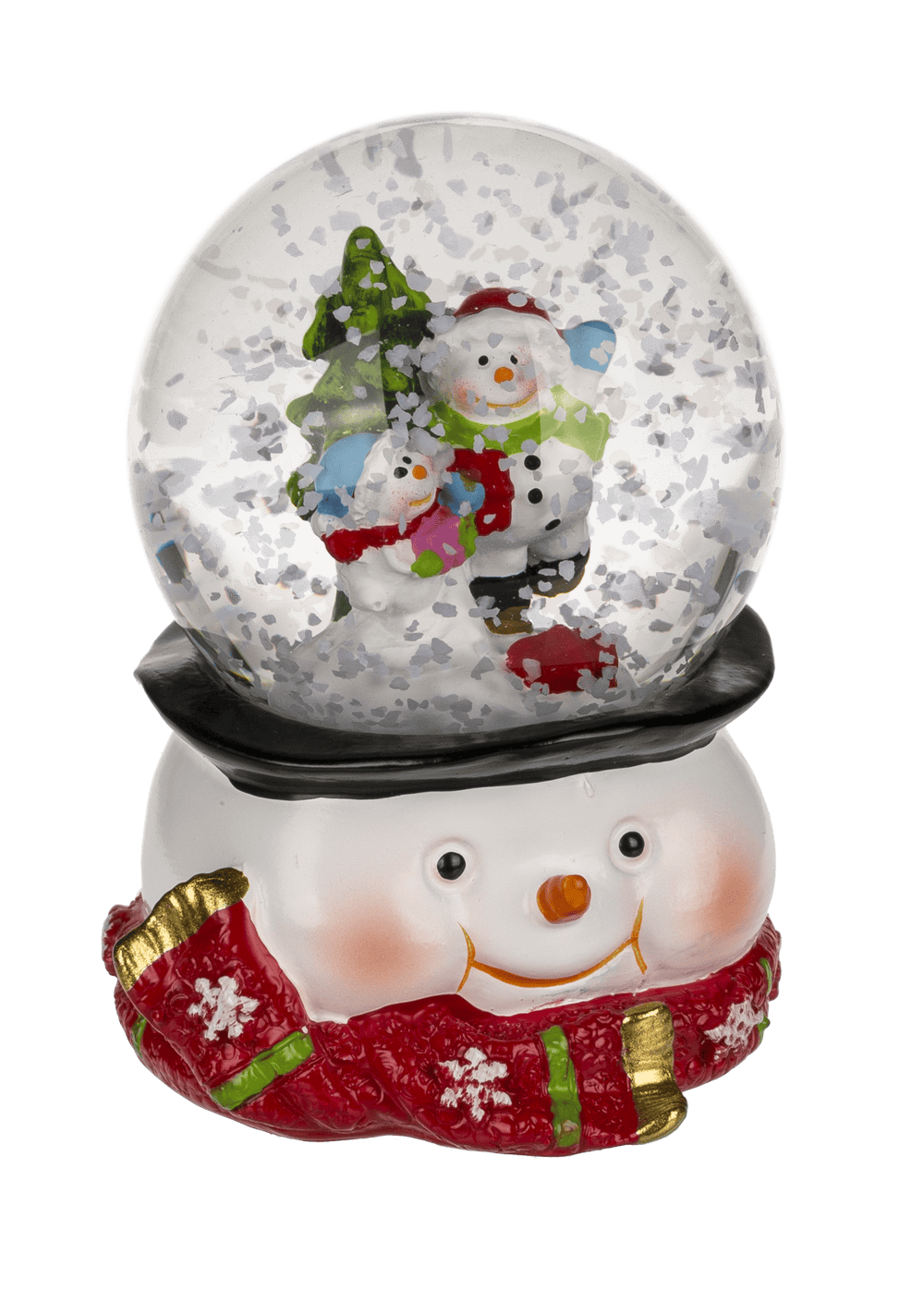 Polyresin snow globe with Santa & Reindeer,