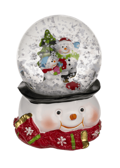 Polyresin snow globe with Santa & Reindeer,