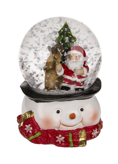 Polyresin snow globe with Santa & Reindeer,