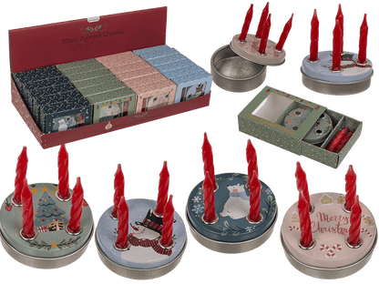 Mini advent wreath, 4 mini candles with base,