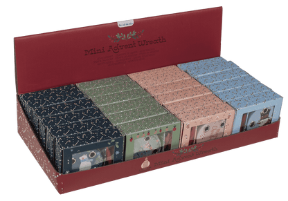 Mini advent wreath, 4 mini candles with base,