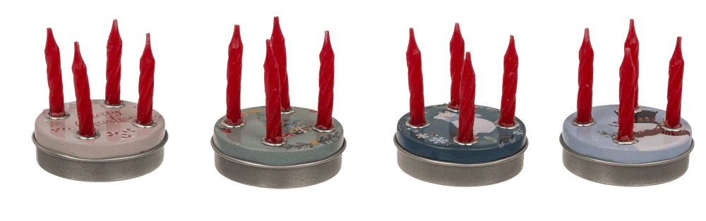 Mini advent wreath, 4 mini candles with base,