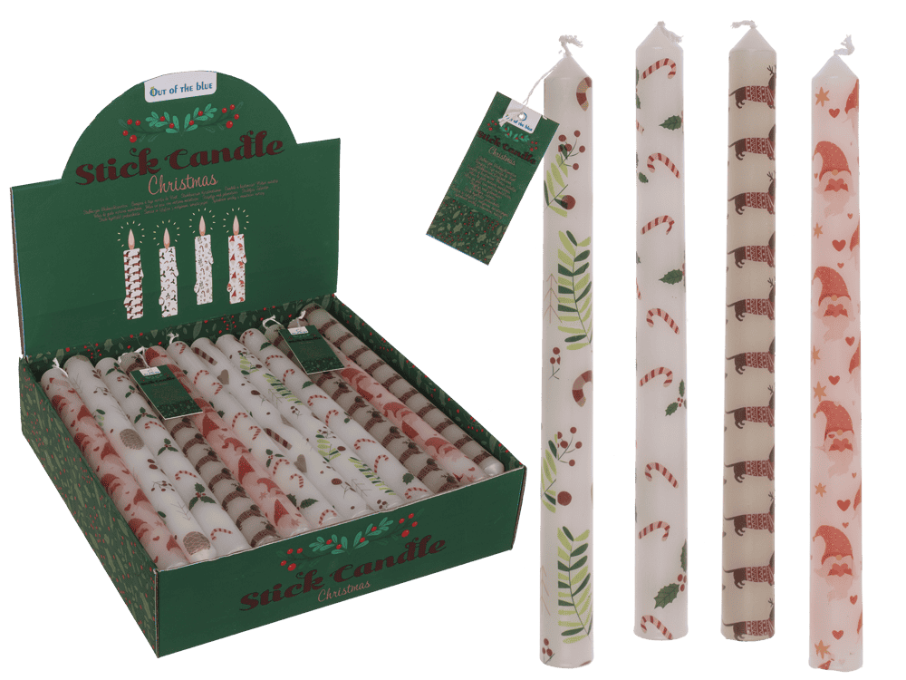 Stick candle, Christmas motifs,