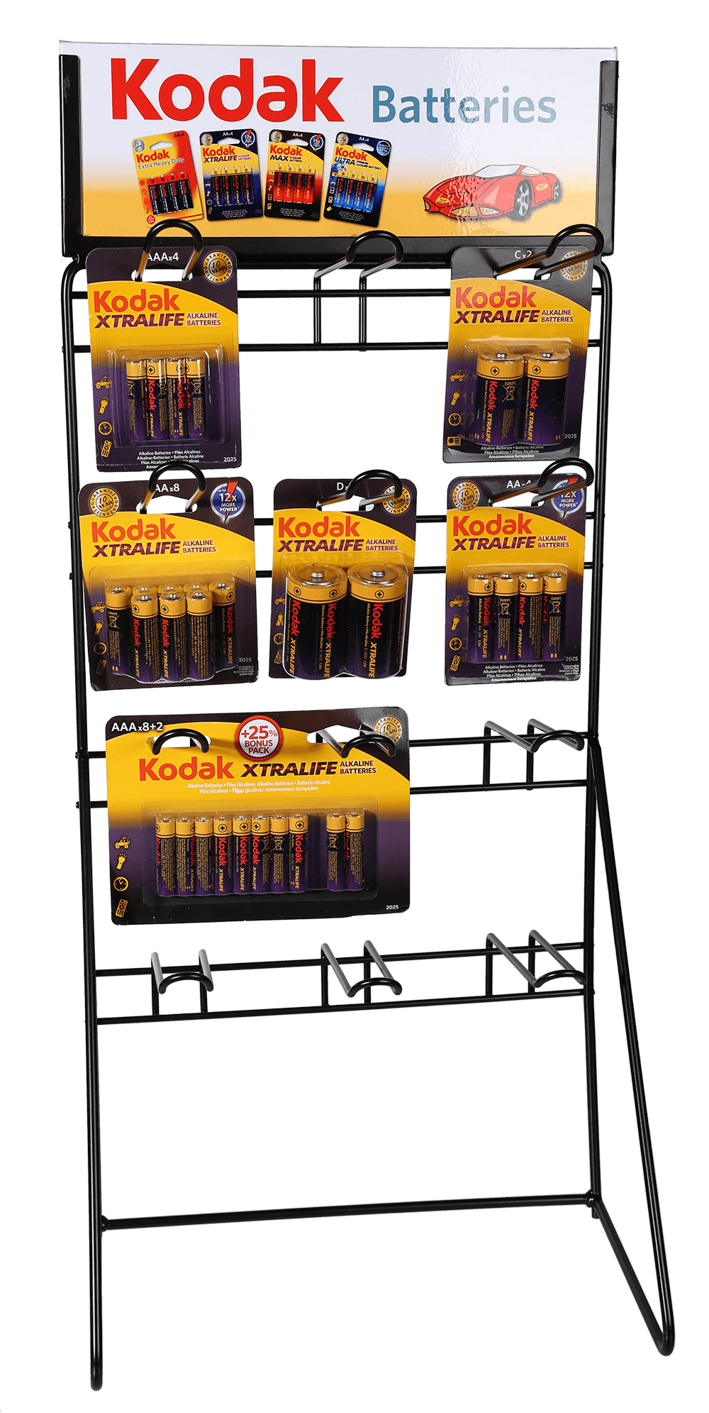 Metal Display Stand for batteries with 12 hooks,