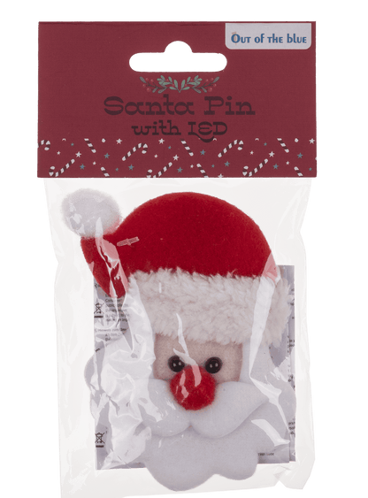 Fabric Santa pin with LED incl. batteries,