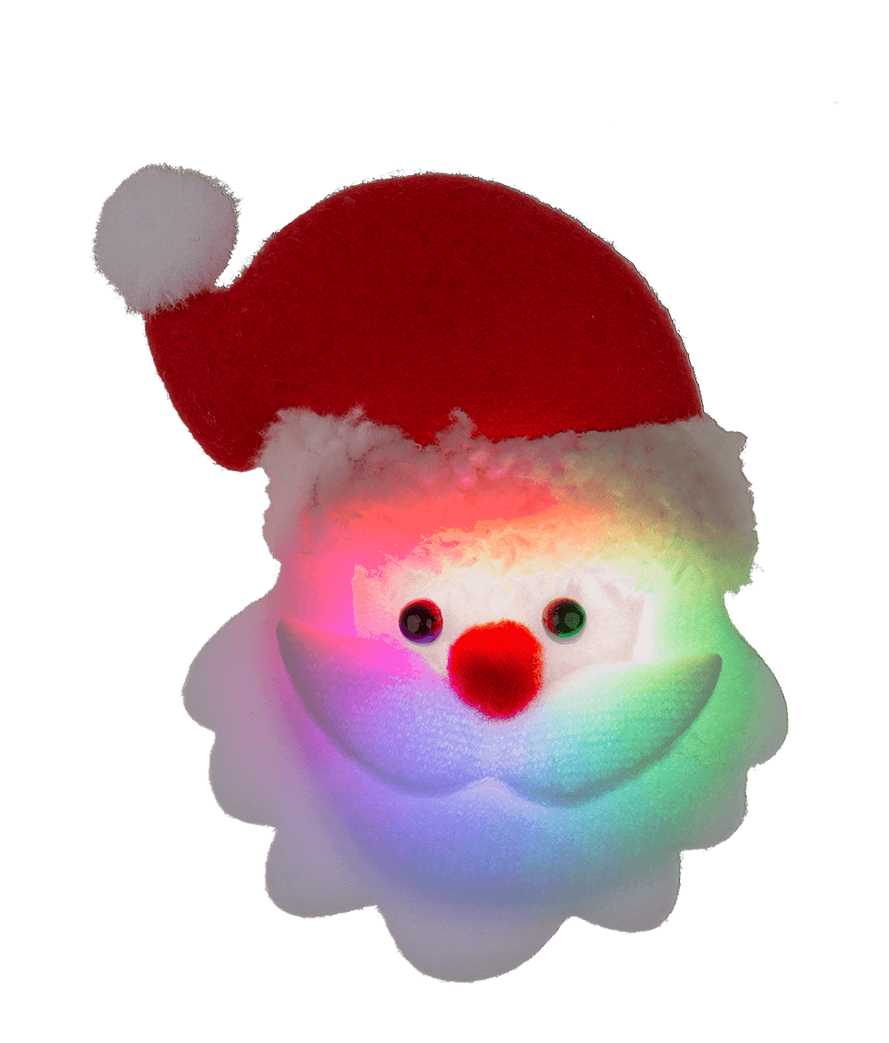 Fabric Santa pin with LED incl. batteries,