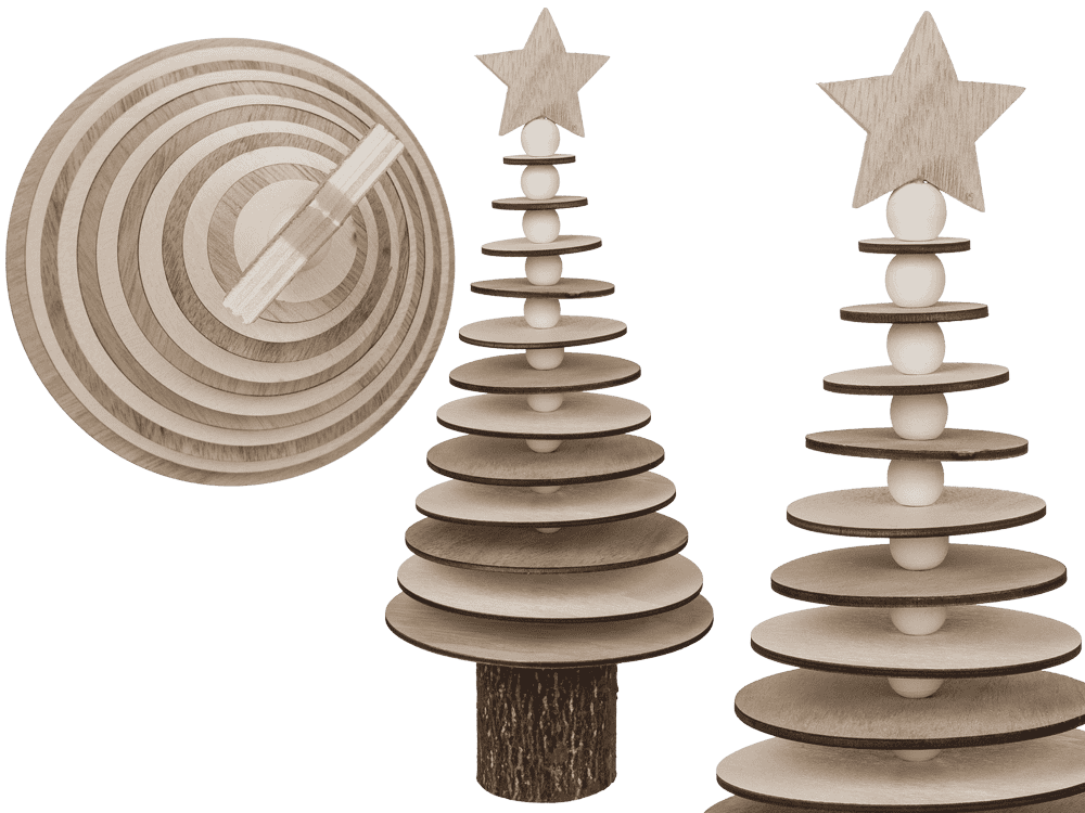 Christmas tree on wooden stand,