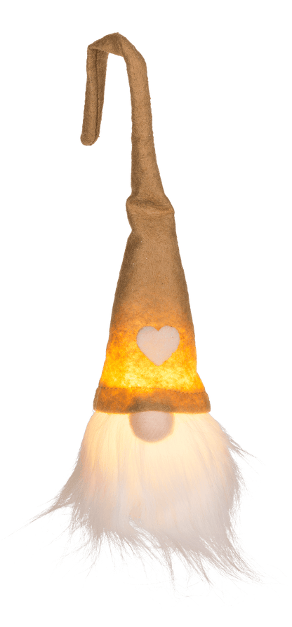 Fabric Christmas gnome with LED (incl. battery),