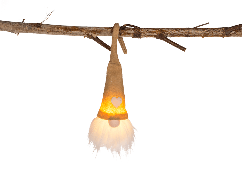 Fabric Christmas gnome with LED (incl. battery),