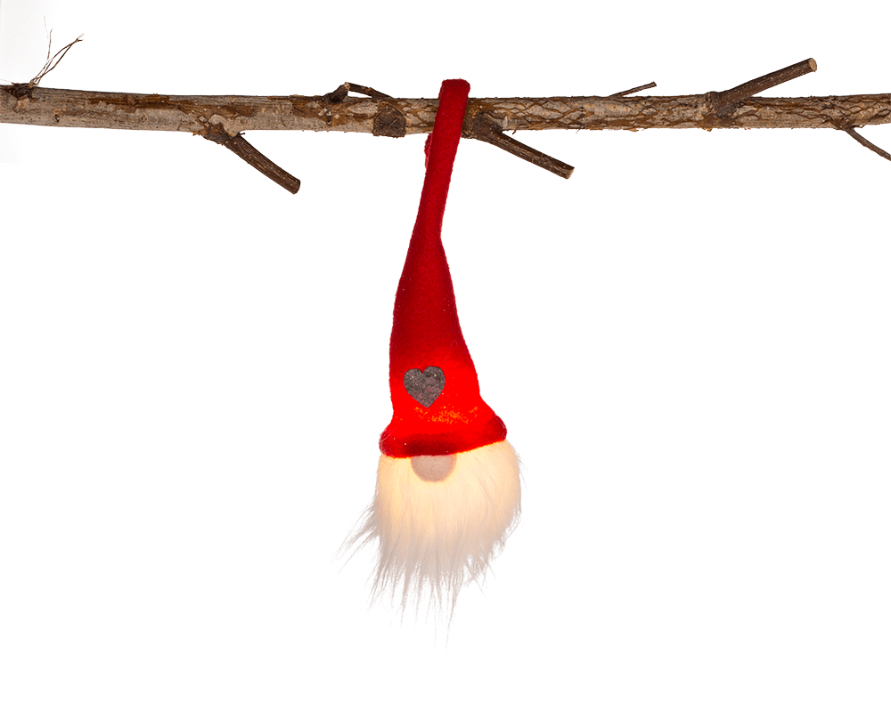 Fabric Christmas gnome with LED (incl. battery),