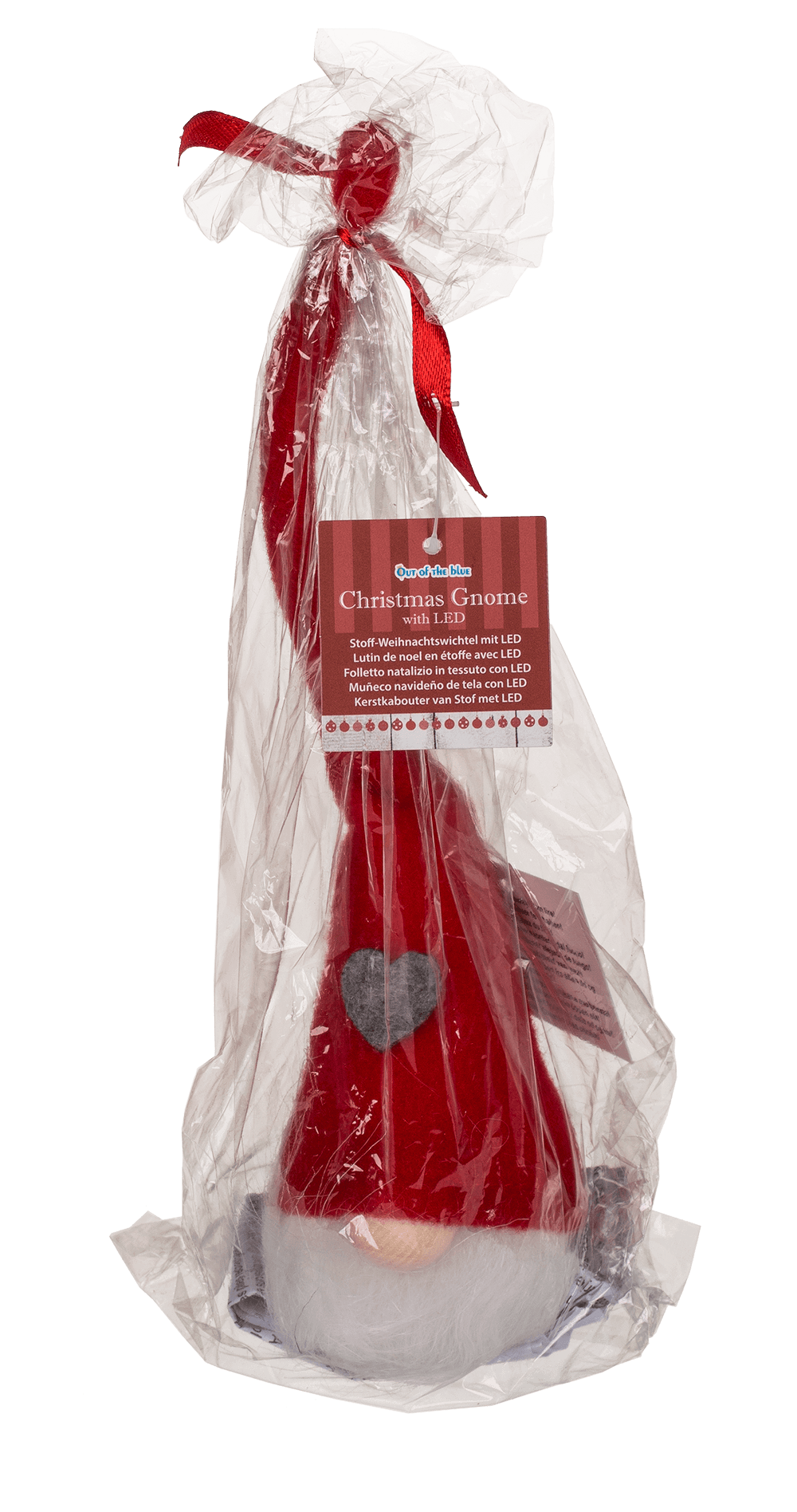 Fabric Christmas gnome with LED (incl. battery),