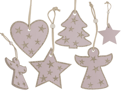 Rose colored wooden christmas hanger,