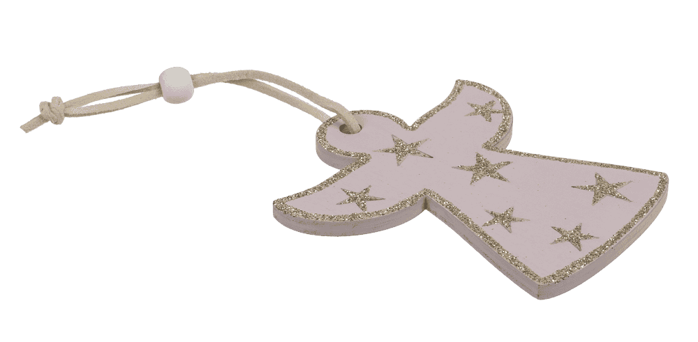 Rose colored wooden christmas hanger,