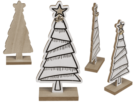 White/black colored wooden tree,