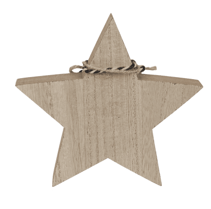 Standing wooden star with ribbon & bell,