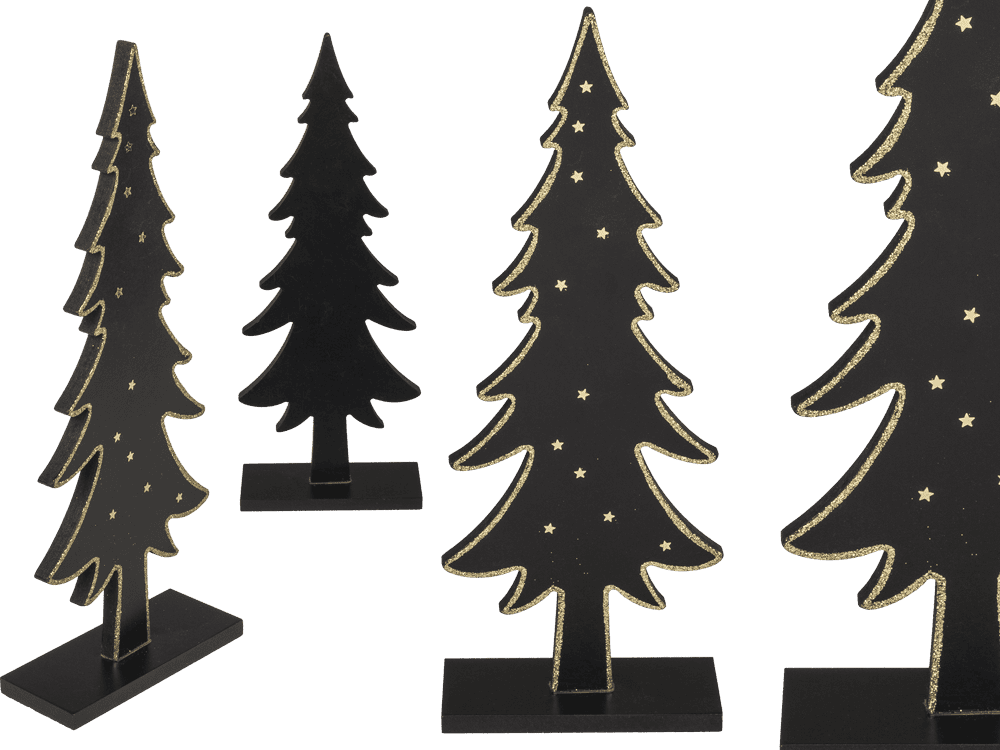 Black colored wooden tree with gold colored