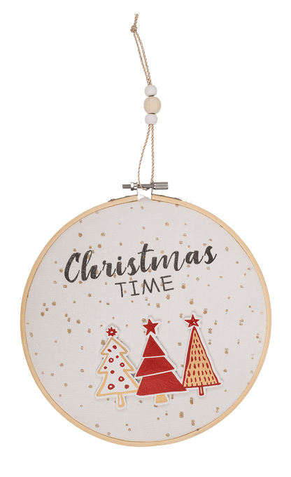 Round wooden frame with Jute, Christmas Time,