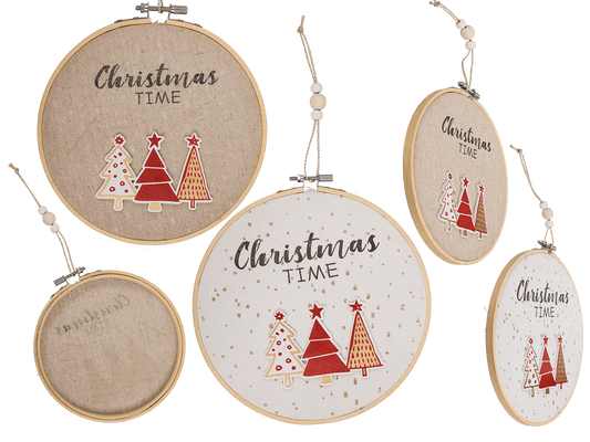 Round wooden frame with Jute, Christmas Time,