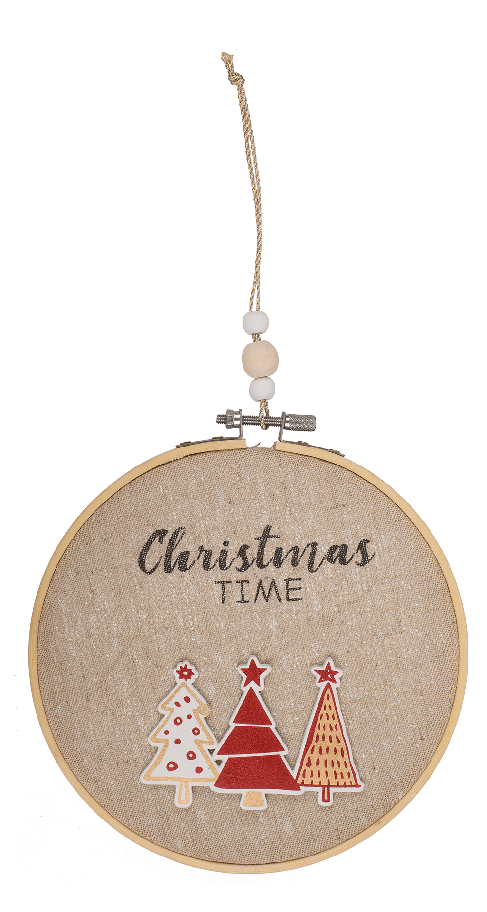 Round wooden frame with Jute, Christmas Time,