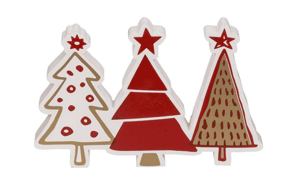 White/red colored trees, ca. 15 x 2 x 10 cm