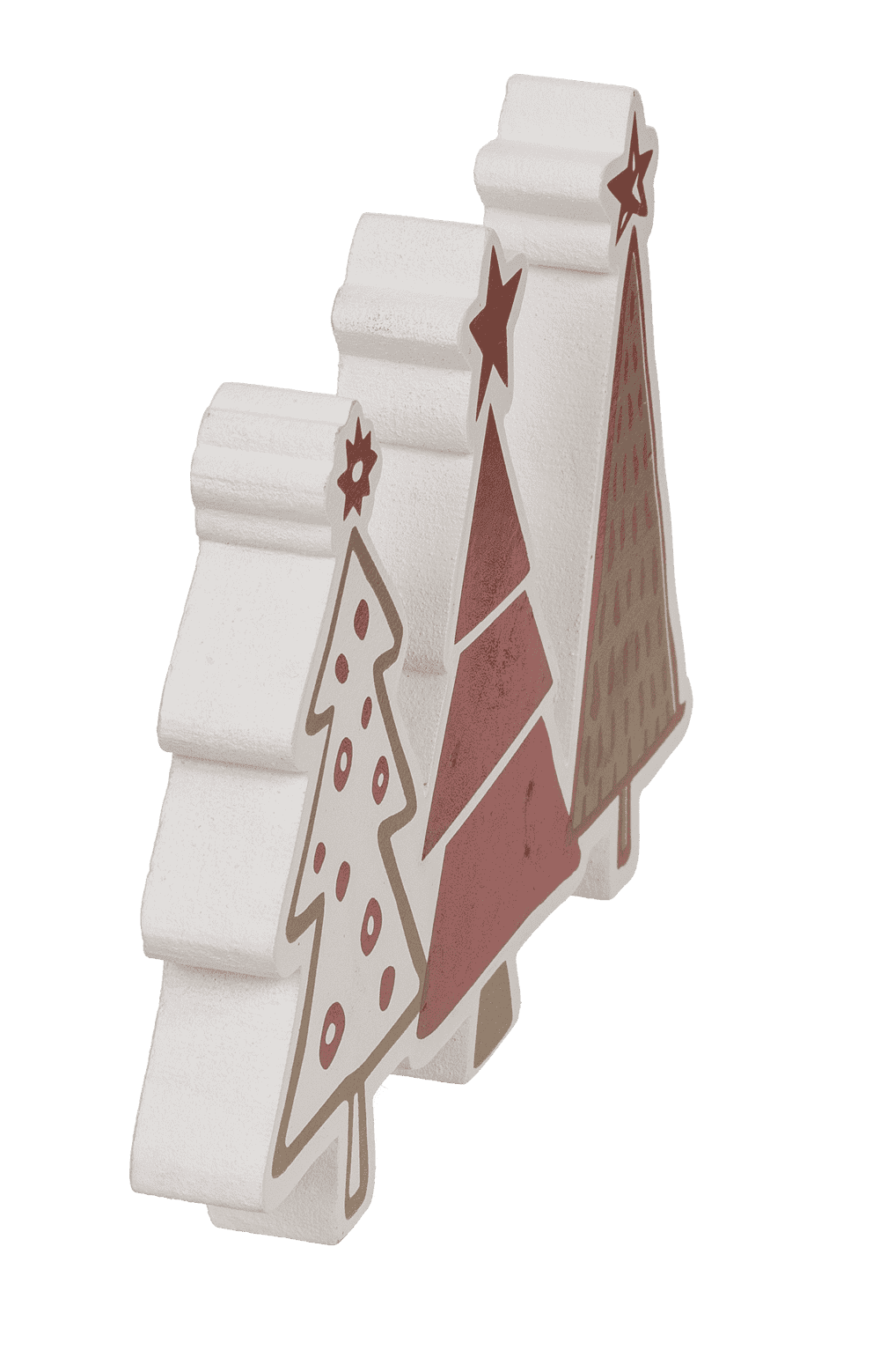 White/red colored trees, ca. 15 x 2 x 10 cm