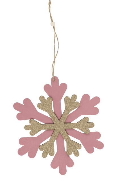 Wooden snowflake with glitter,