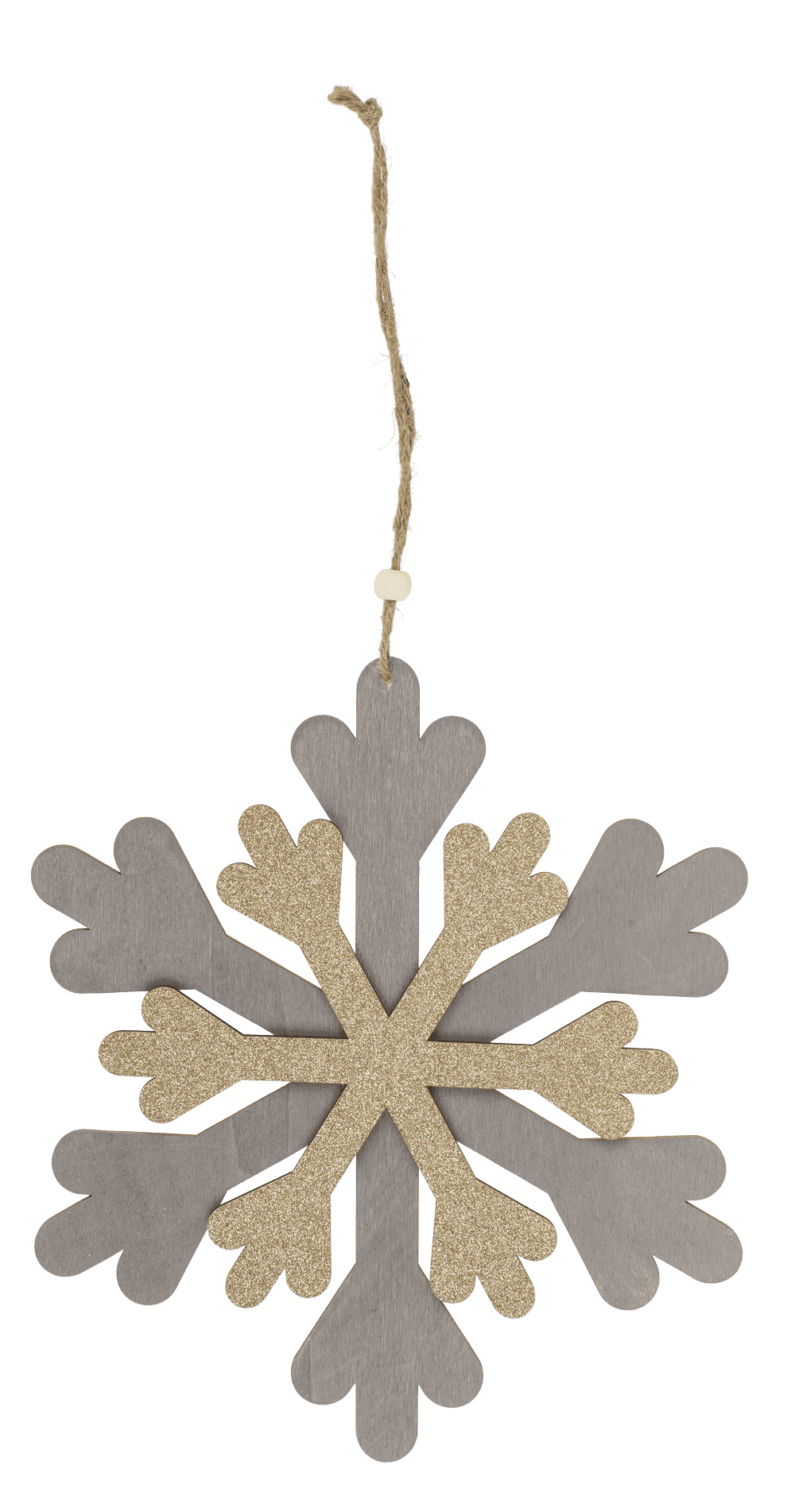 Wooden snowflake with glitter,