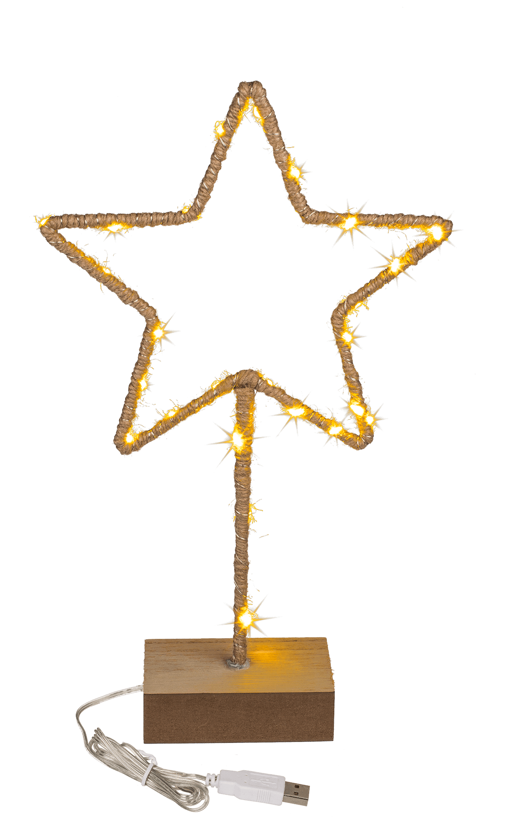 Metal-star with Jute decoration & LED,