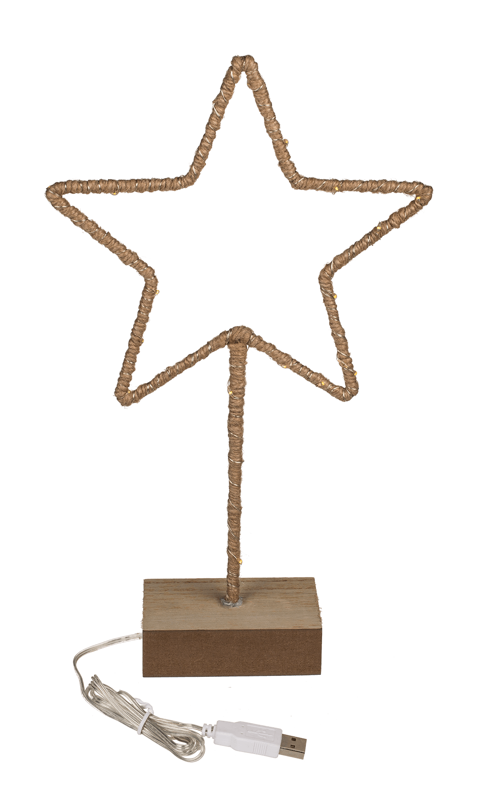 Metal-star with Jute decoration & LED,