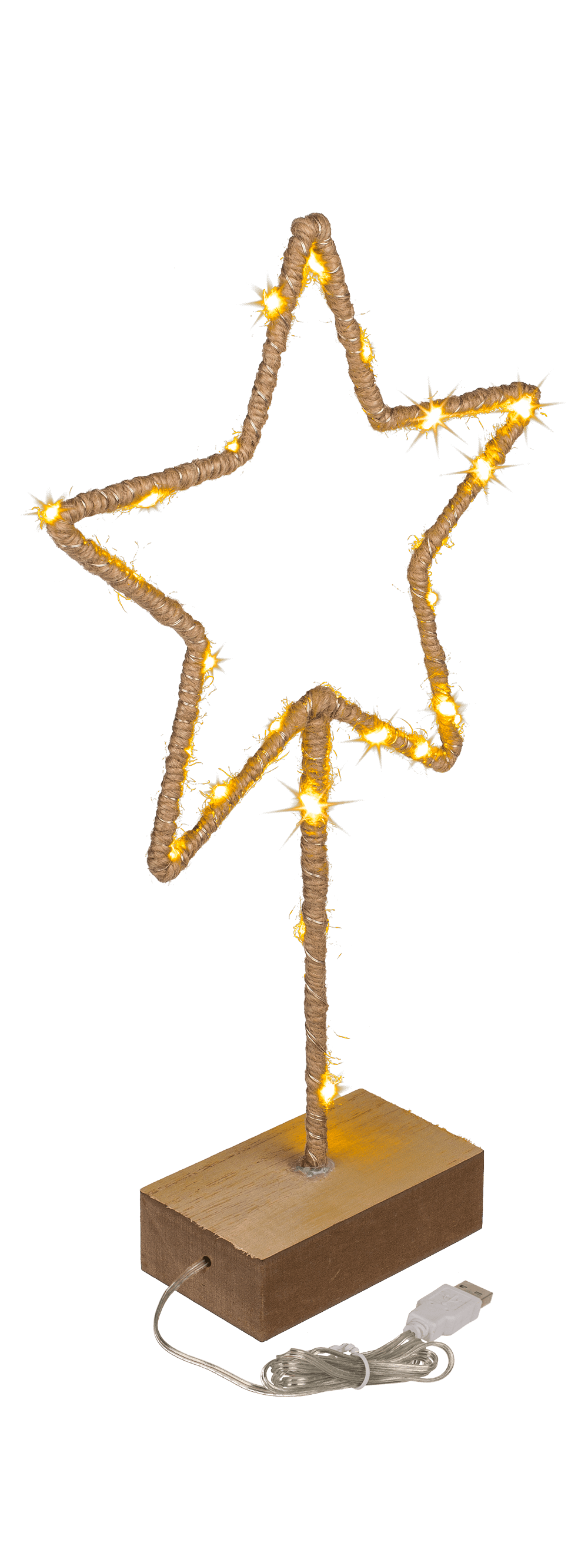 Metal-star with Jute decoration & LED,