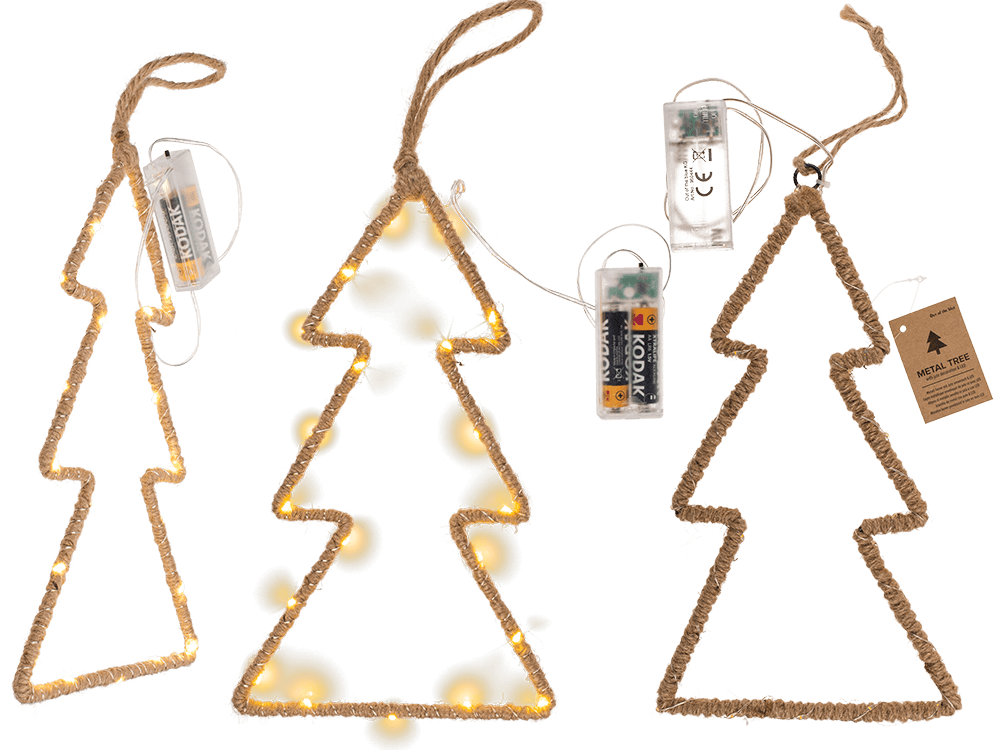 Metal tree with jute decoration & LED,